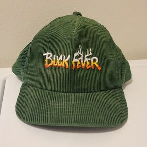 Vintage Buck Fever Green Snapback Corduroy Hunting Trucker Hat 80s / 90s